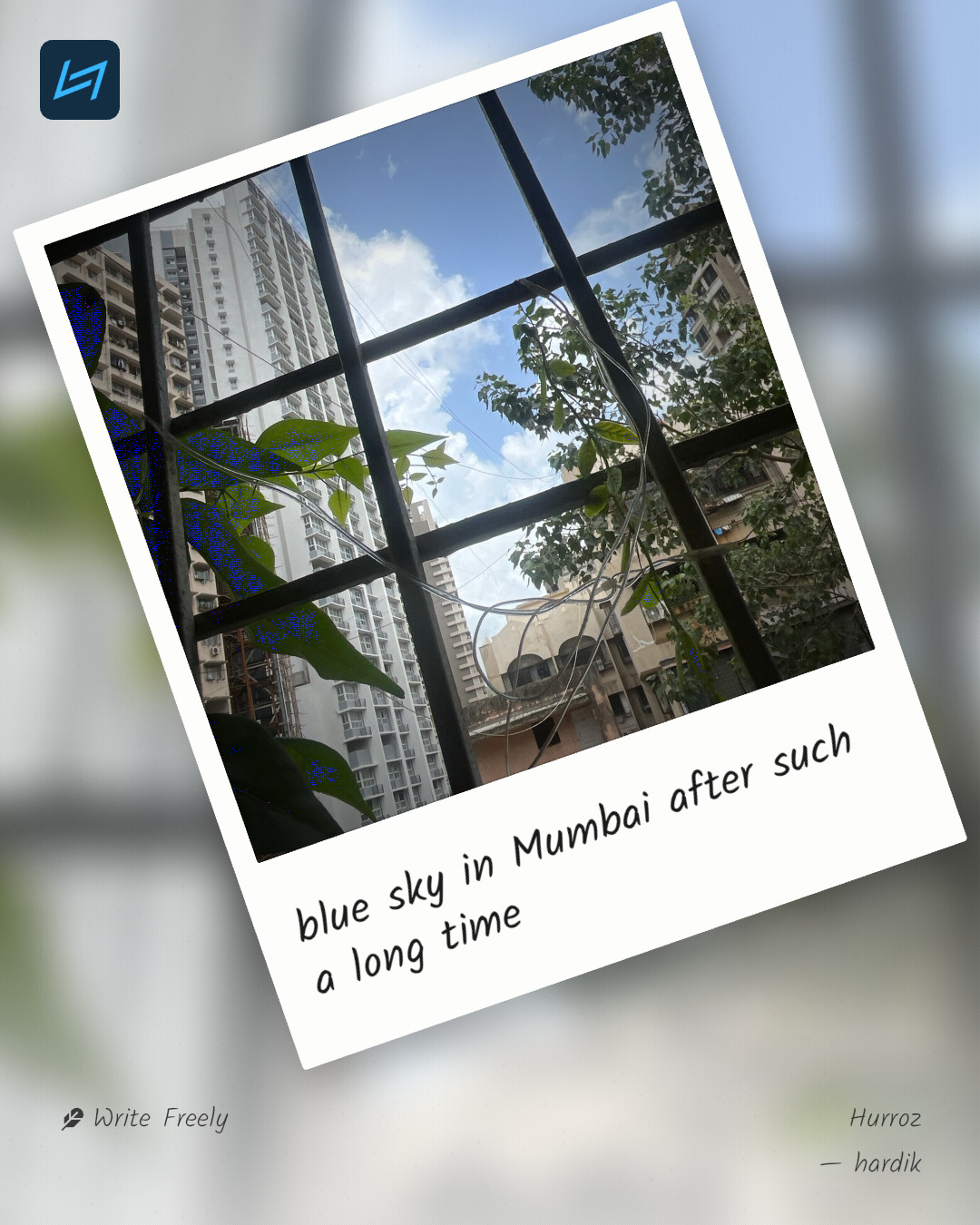 blue sky in Mumbai after such a long time