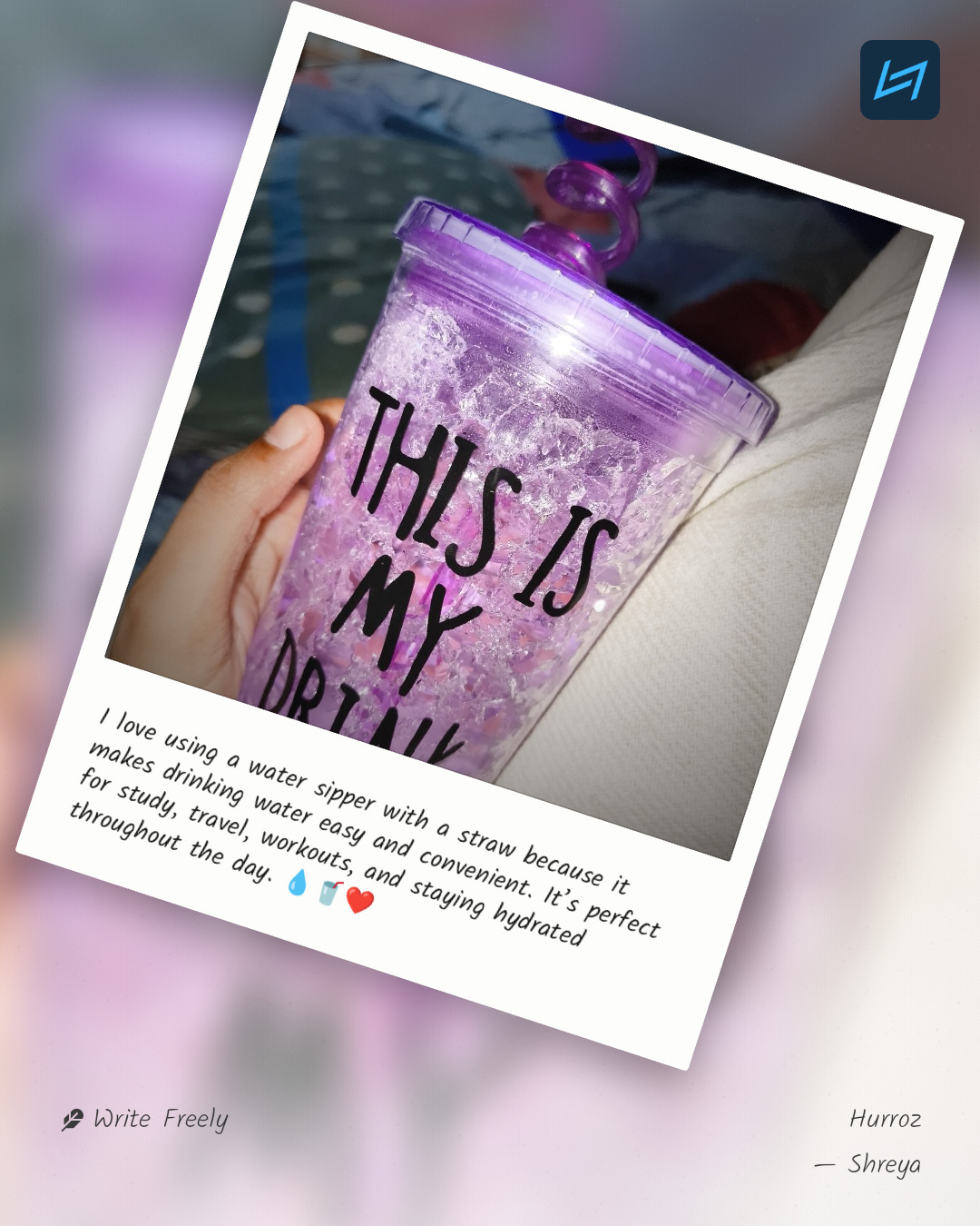 I love using a water sipper with a straw because it makes drinking water easy and convenient. It’s perfect for study, travel, workouts, and staying hydrated throughout the day. 💧🥤❤️