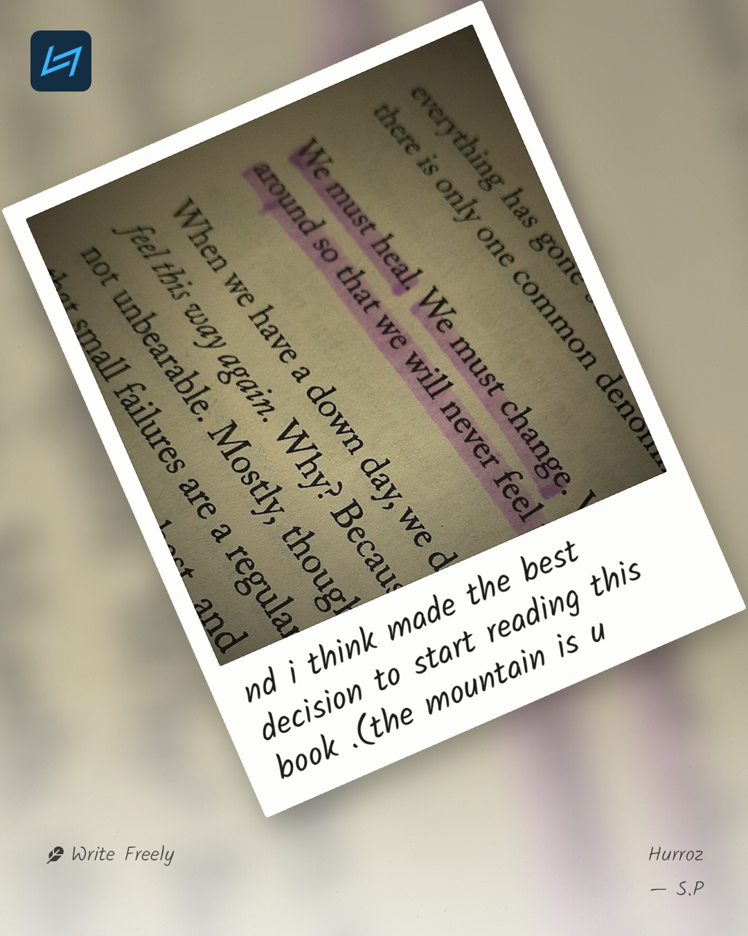 nd i think made the best decision to start reading this book .(the mountain is u