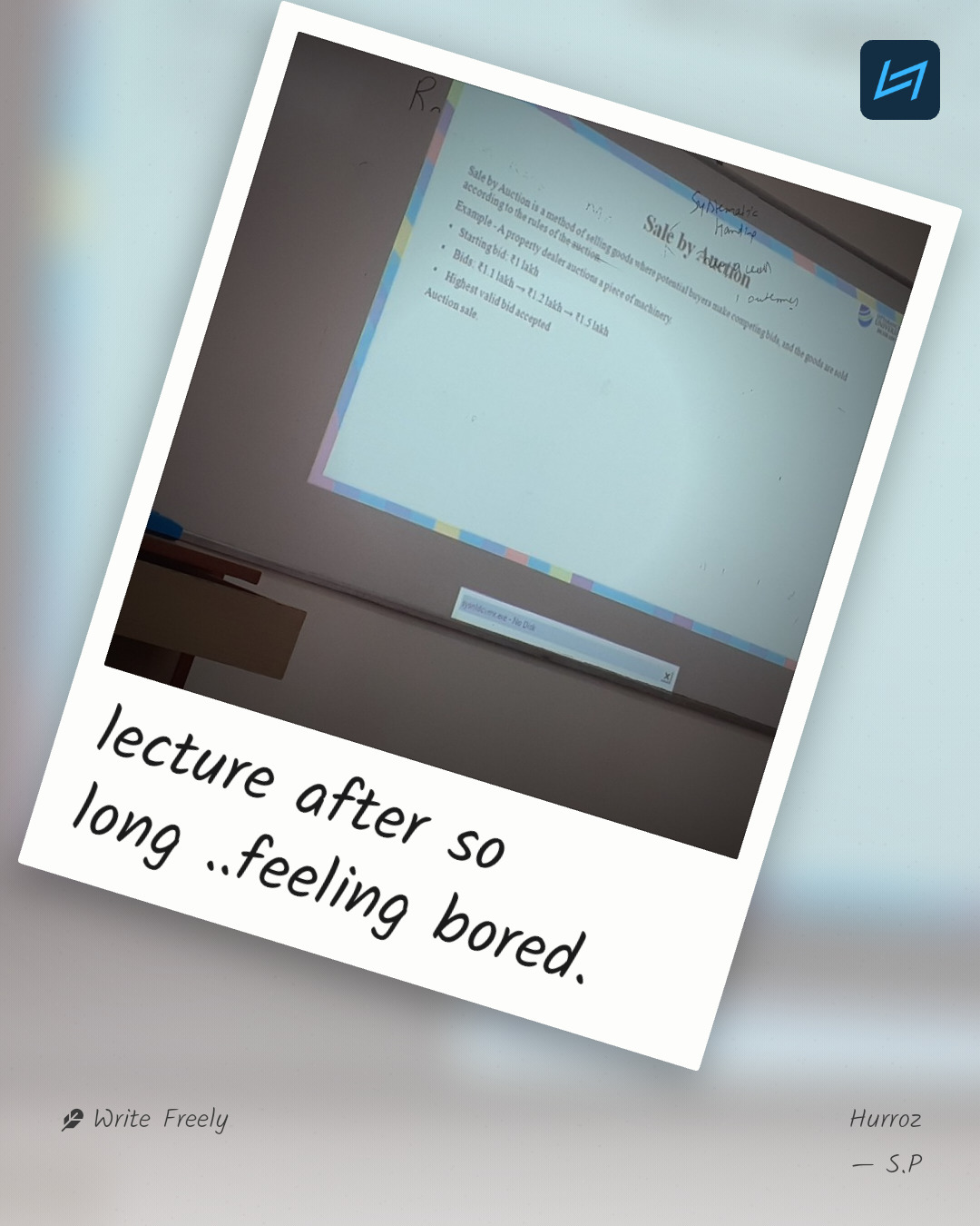 lecture after so long ..feeling bored.