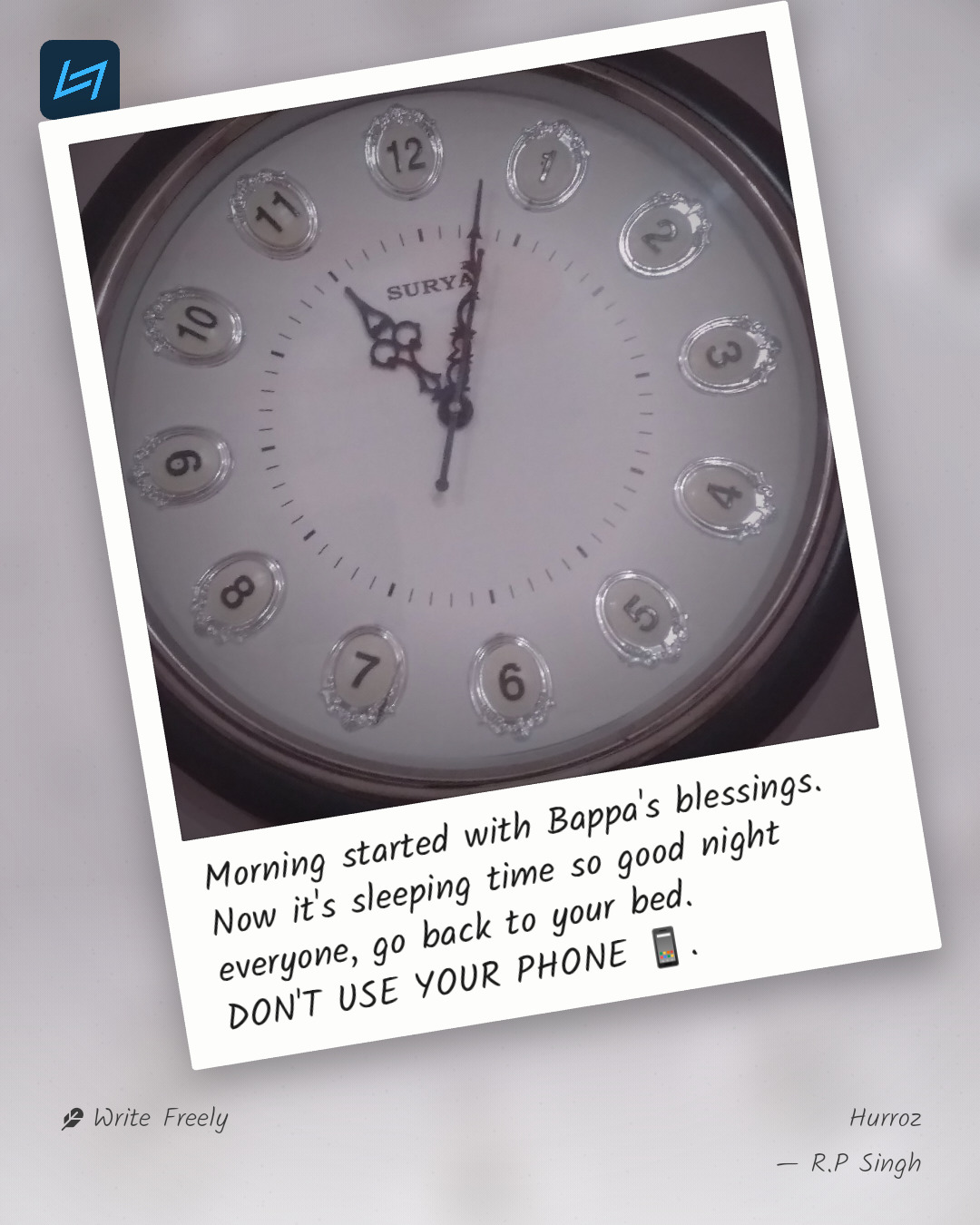 Morning started with Bappa's blessings. Now it's sleeping time so good night everyone, go back to your bed. DON'T USE YOUR PHONE 📱.