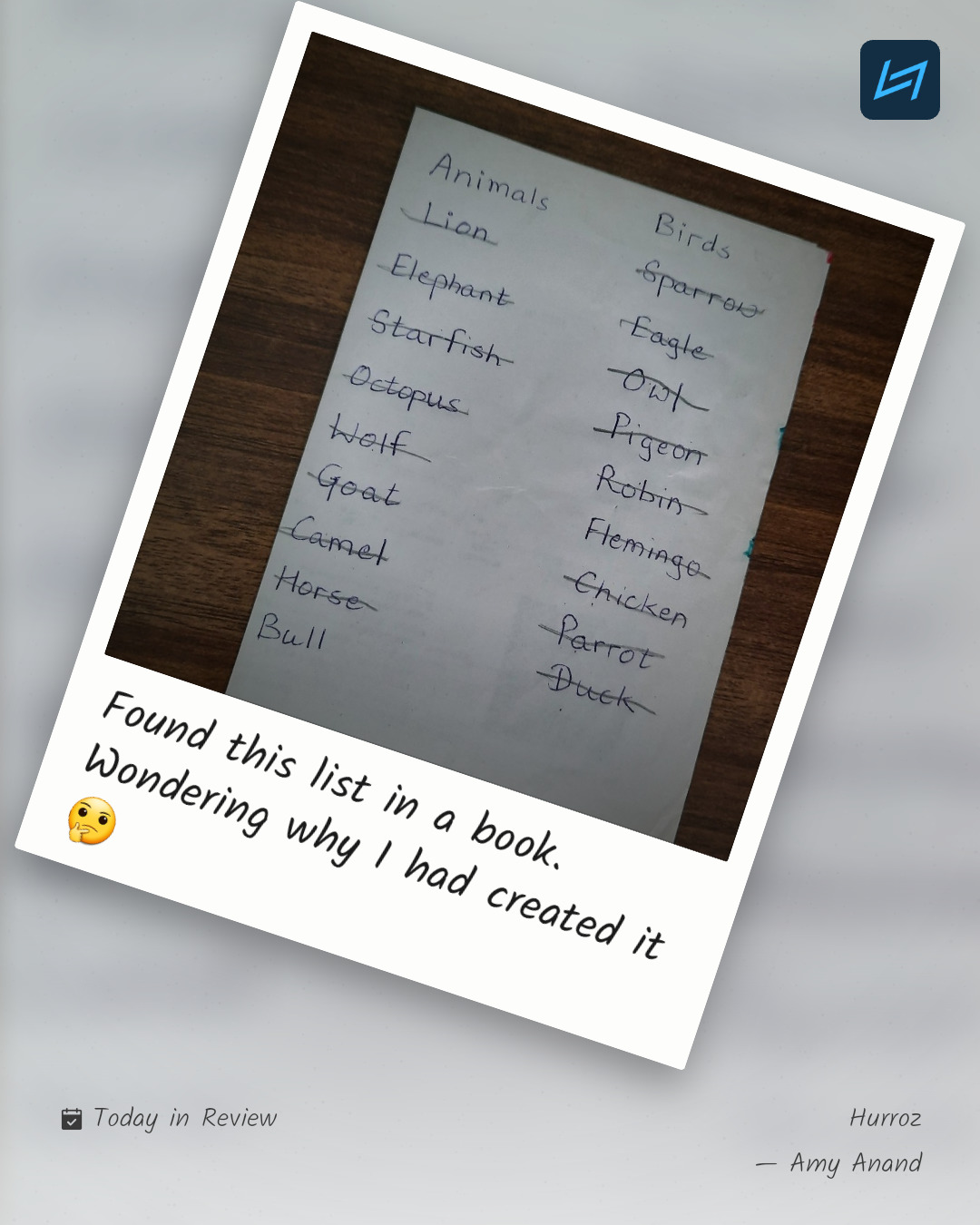 Found this list in a book. Wondering why I had created it 🤔
