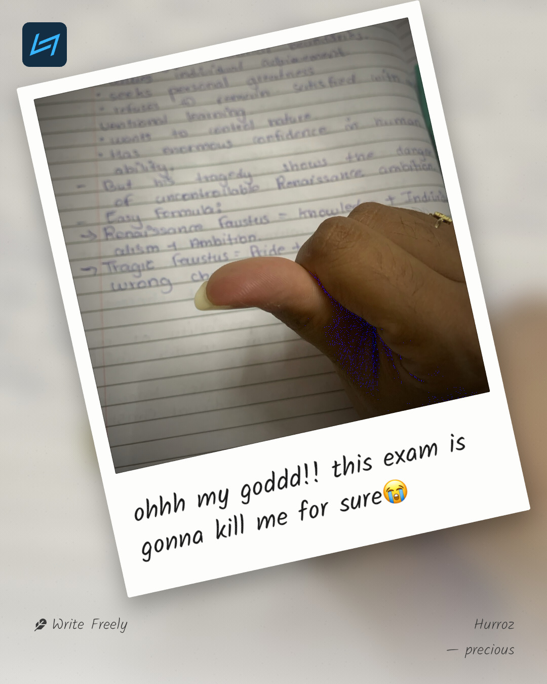ohhh my goddd!! this exam is gonna kill me for sureðŸ˜
