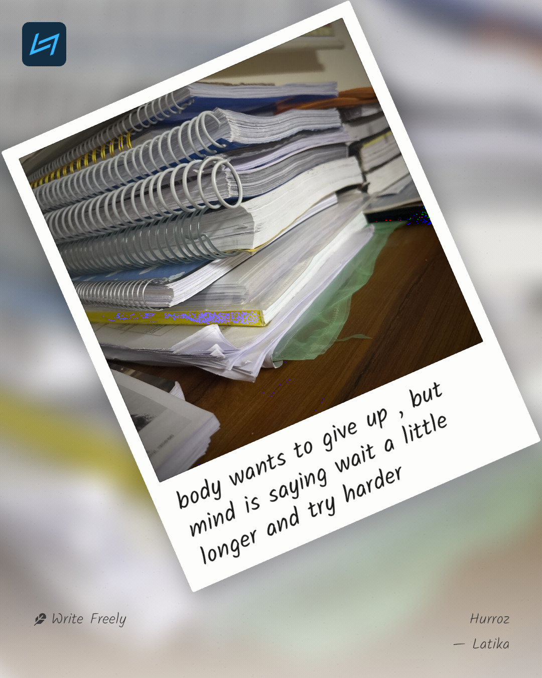 body wants to give up , but mind is saying wait a little longer and try harder