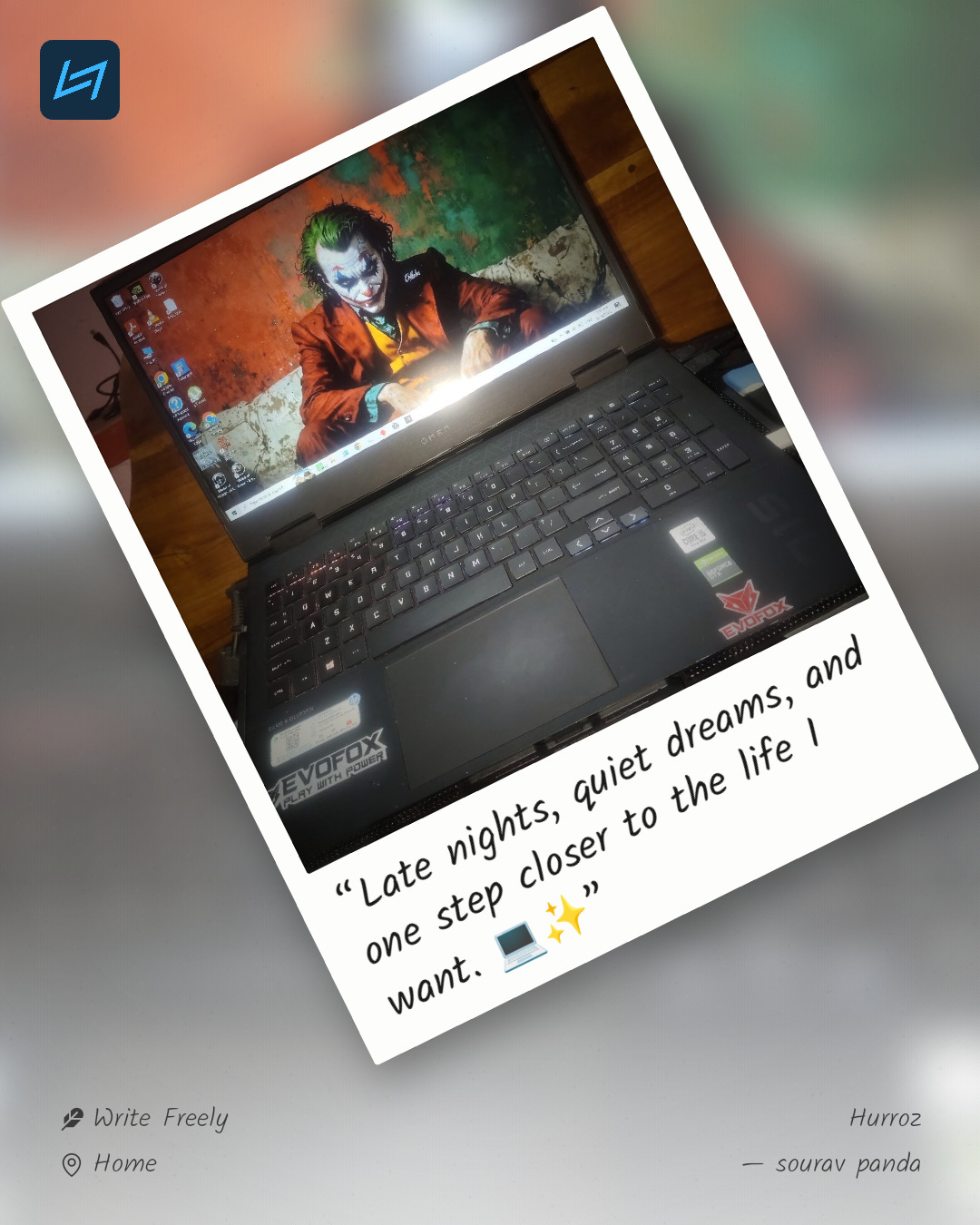 “Late nights, quiet dreams, and one step closer to the life I want. 💻✨”