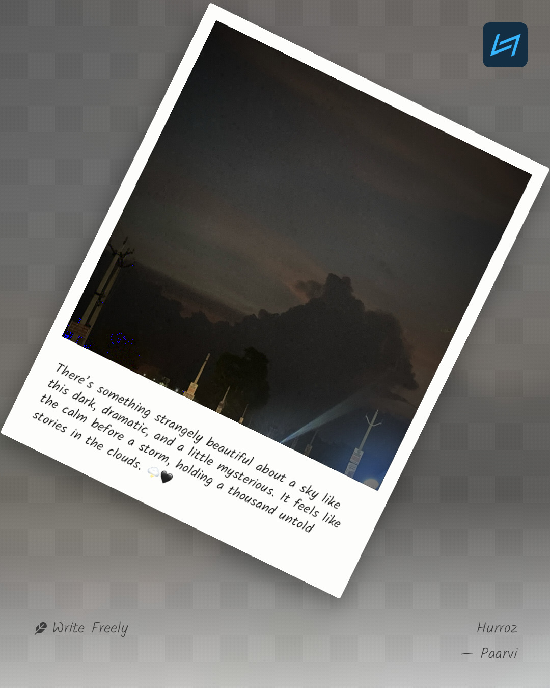 There’s something strangely beautiful about a sky like this dark, dramatic, and a little mysterious. It feels like the calm before a storm, holding a thousand untold stories in the clouds. 🌩️🖤