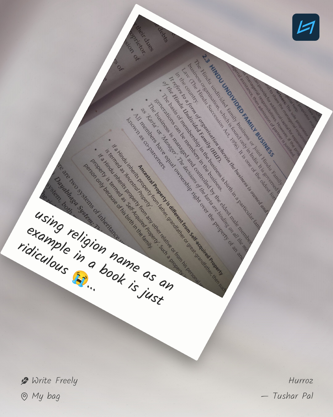 using religion name as an example in a book is just ridiculous ðŸ˜...