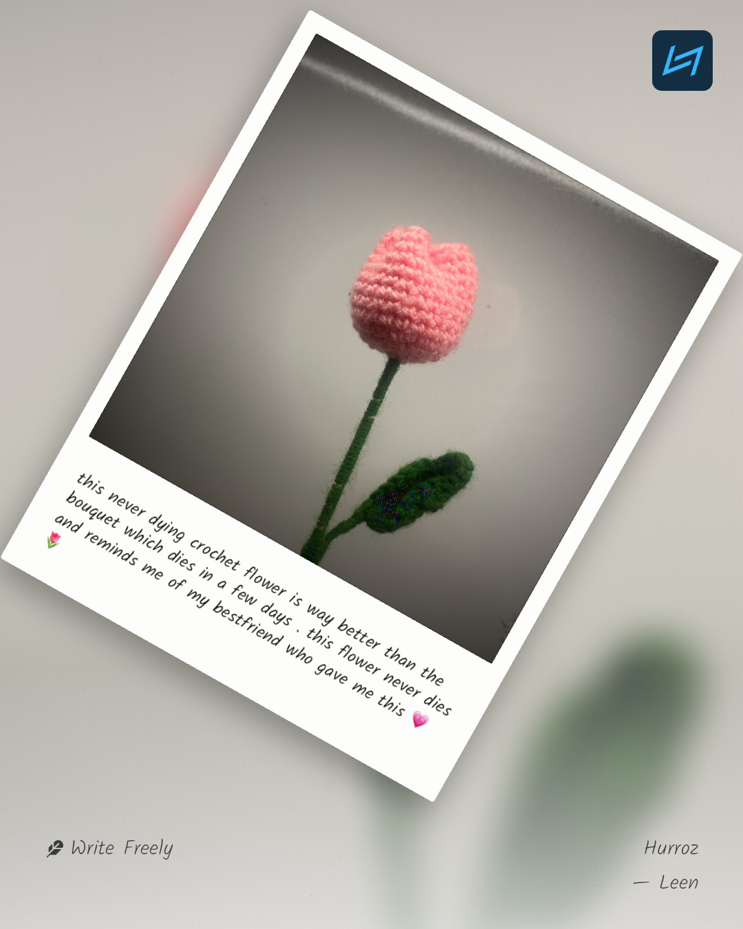 this never dying crochet flower is way better than the bouquet which dies in a few days . this flower never dies and reminds me of my bestfriend who gave me this 💗🌷