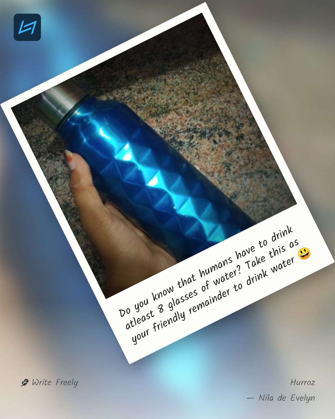 Do you know that humans have to drink atleast 8 glasses of water? Take this as your friendly remainder to drink water 😃