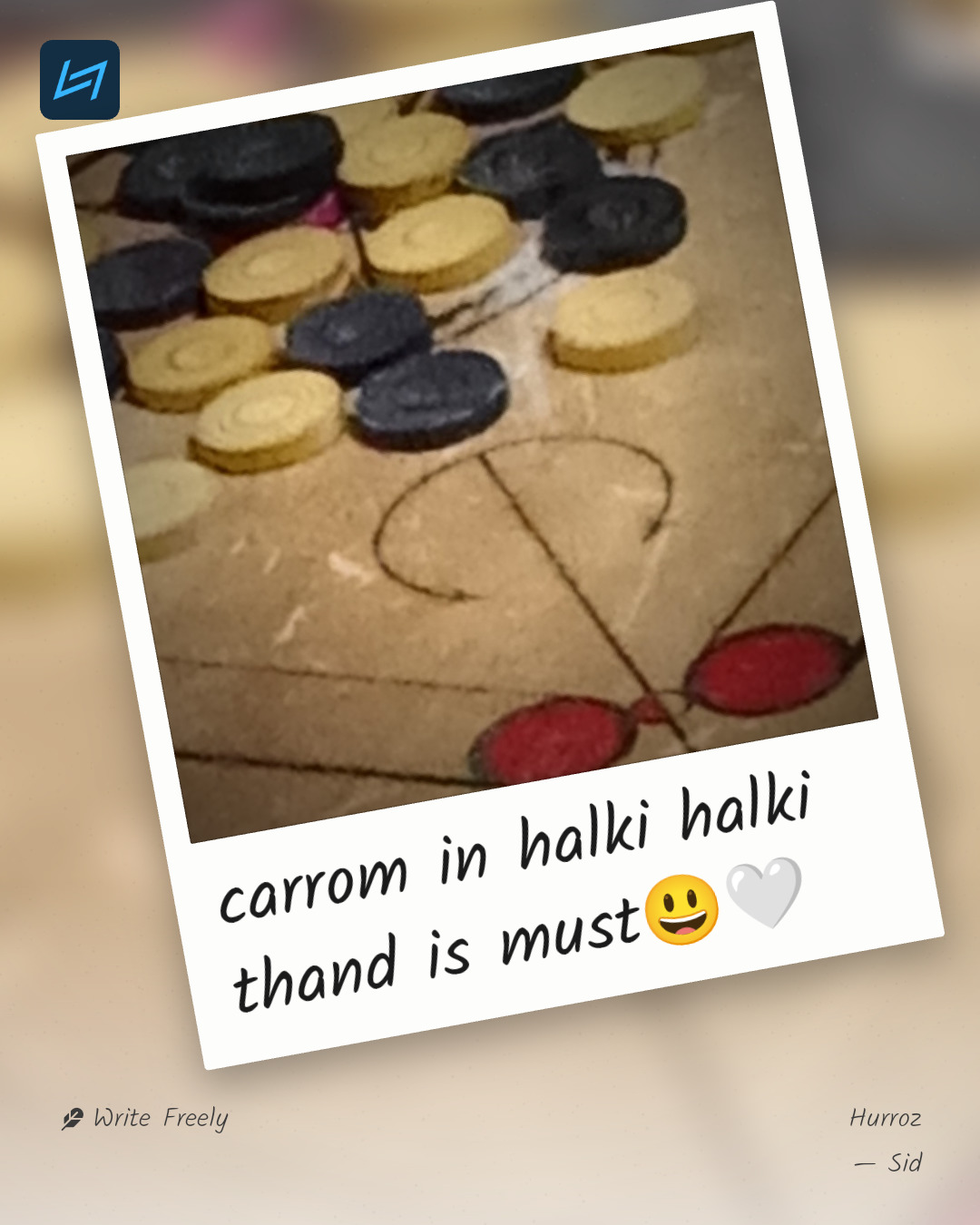 carrom in halki halki thand is must😃🤍