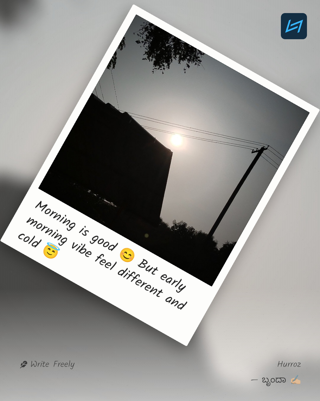 Morning is good 😊 But early morning vibe feel different and cold 😇