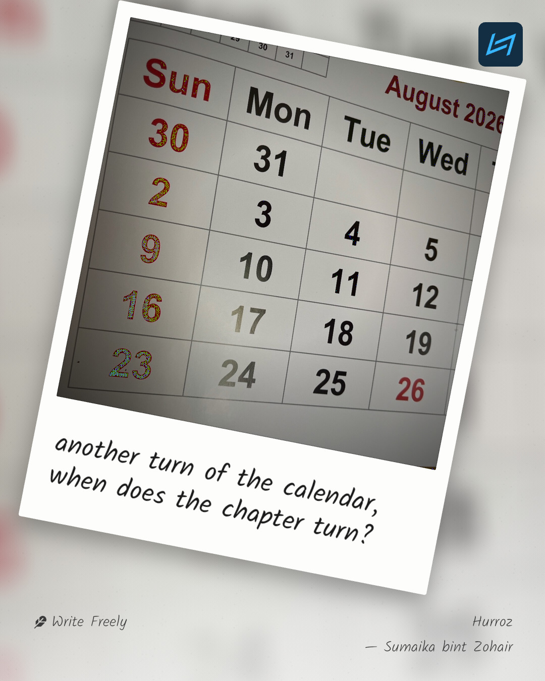 another turn of the calendar, when does the chapter turn?