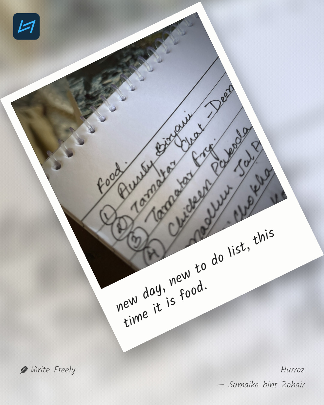 new day, new to do list, this time it is food.