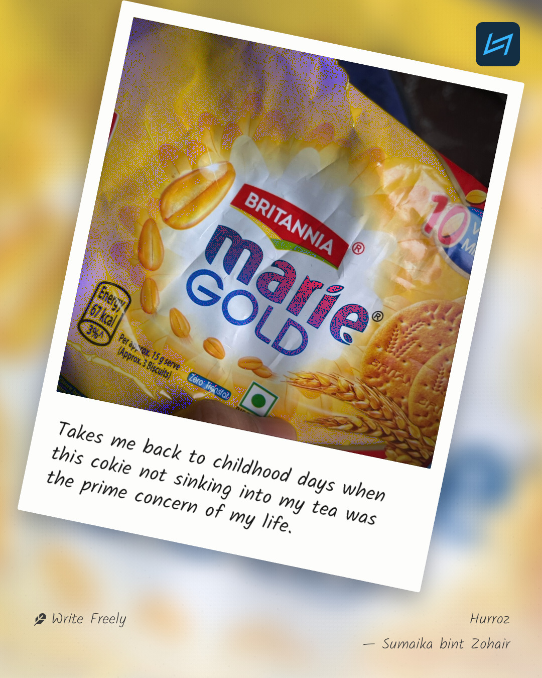 Takes me back to childhood days when this cokie not sinking into my tea was the prime concern of my life.