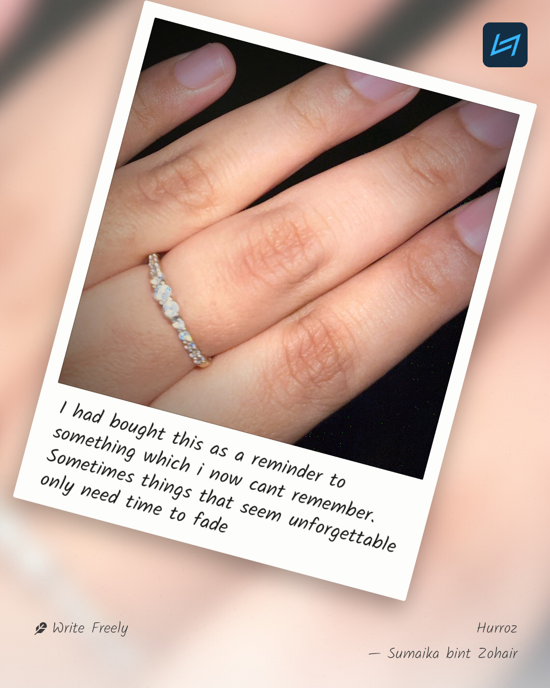 I had bought this as a reminder to something which i now cant remember. Sometimes things that seem unforgettable only need time to fade