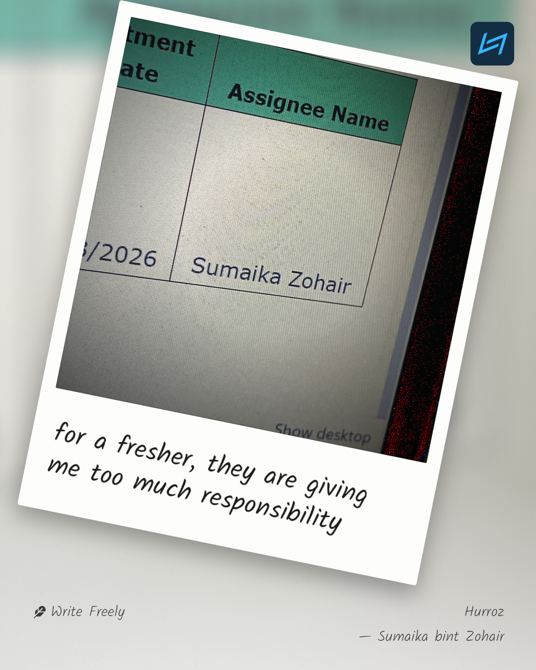 for a fresher, they are giving me too much responsibility