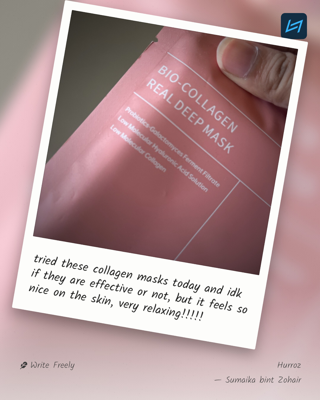 tried these collagen masks today and idk if they are effective or not, but it feels so nice on the skin, very relaxing!!!!!