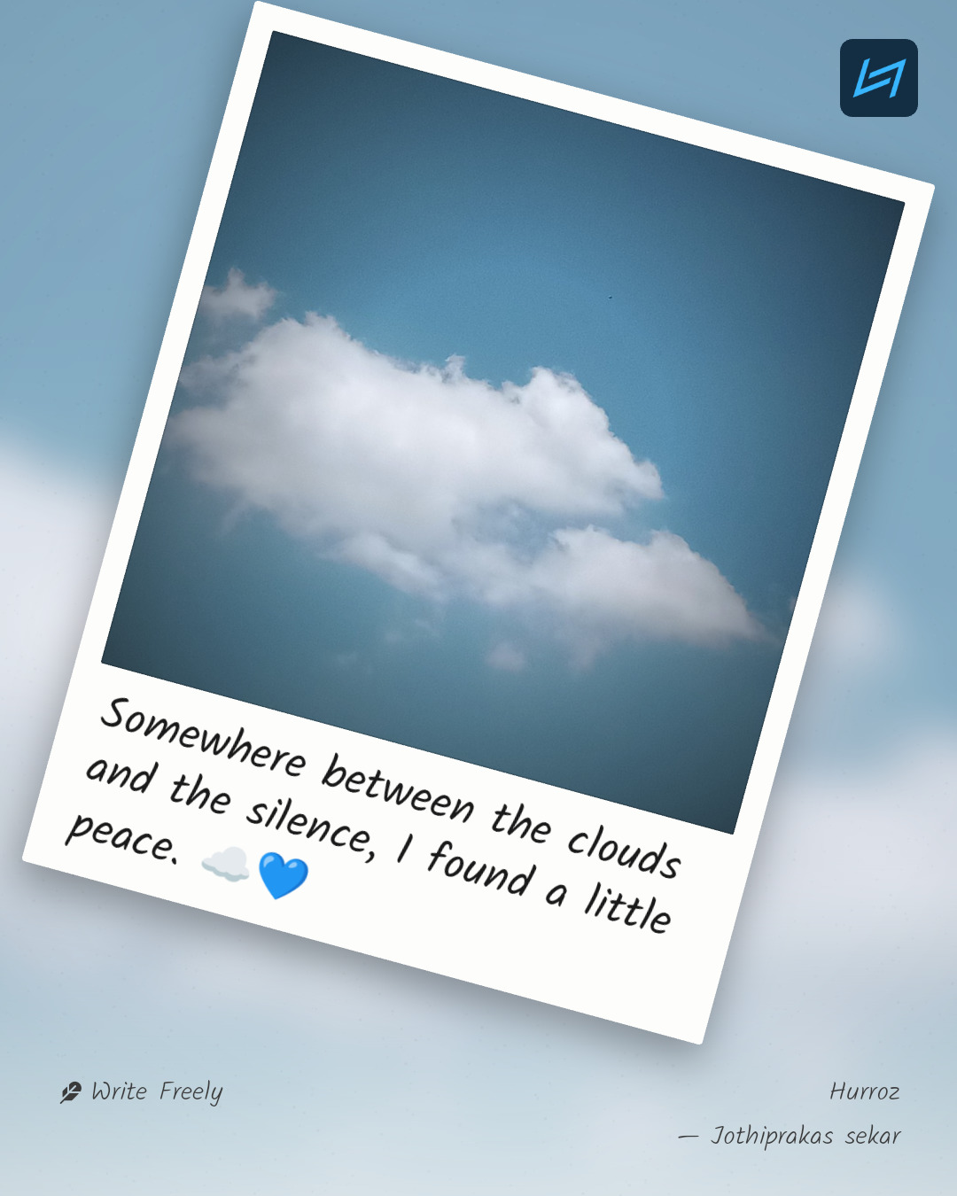 Somewhere between the clouds and the silence, I found a little peace. ☁️💙