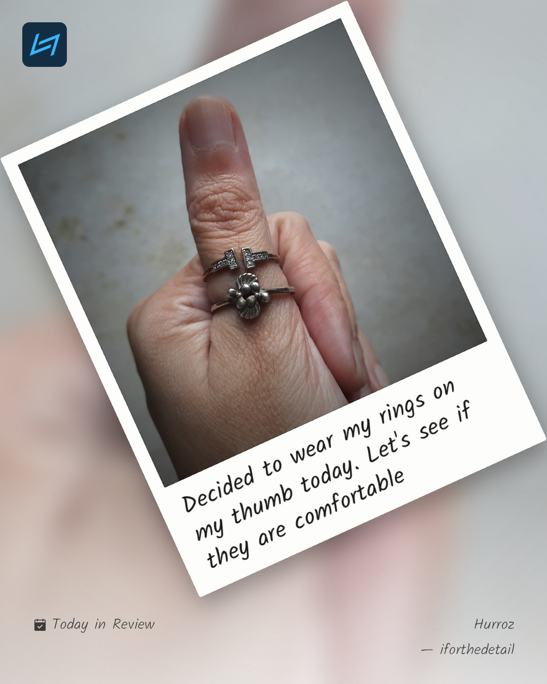 Decided to wear my rings on my thumb today. Let's see if they are comfortable