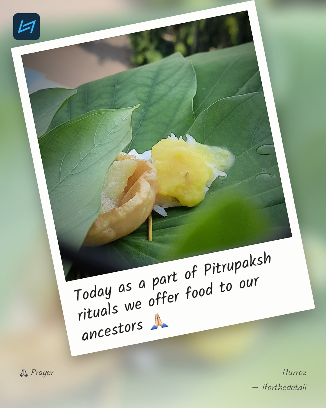Today as a part of Pitrupaksh rituals we offer food to our ancestors 🙏🏻