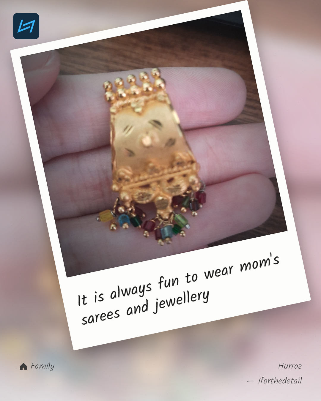 It is always fun to wear mom's sarees and jewellery