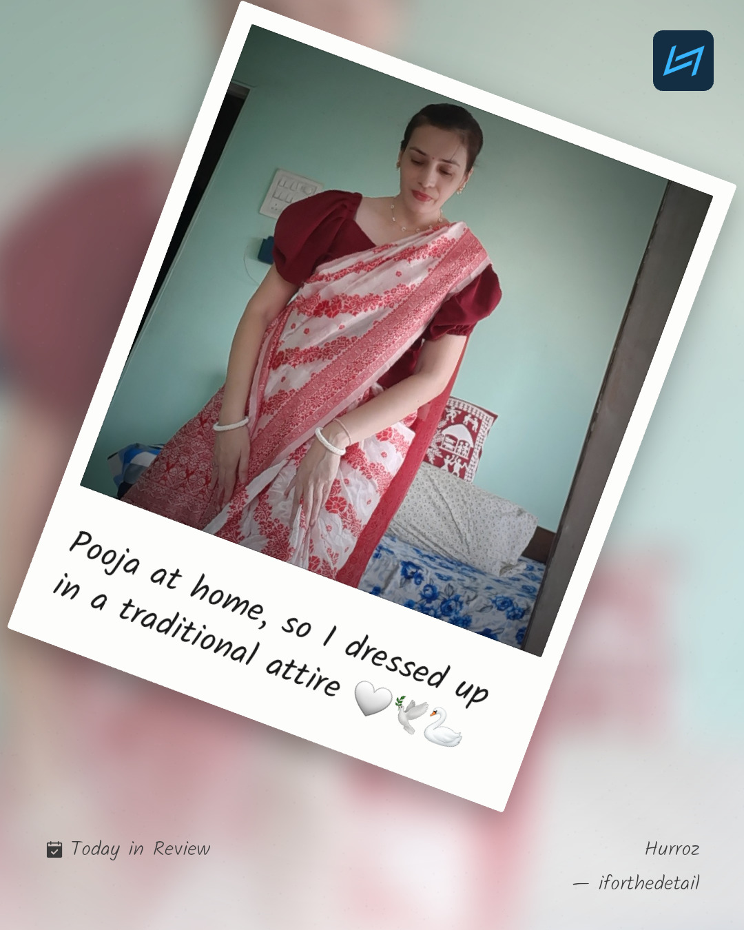 Pooja at home, so I dressed up in a traditional attire 🤍🕊️🦢