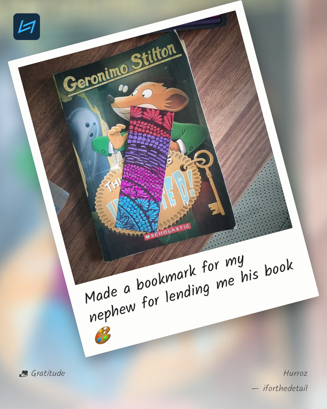 Made a bookmark for my nephew for lending me his book 🎨