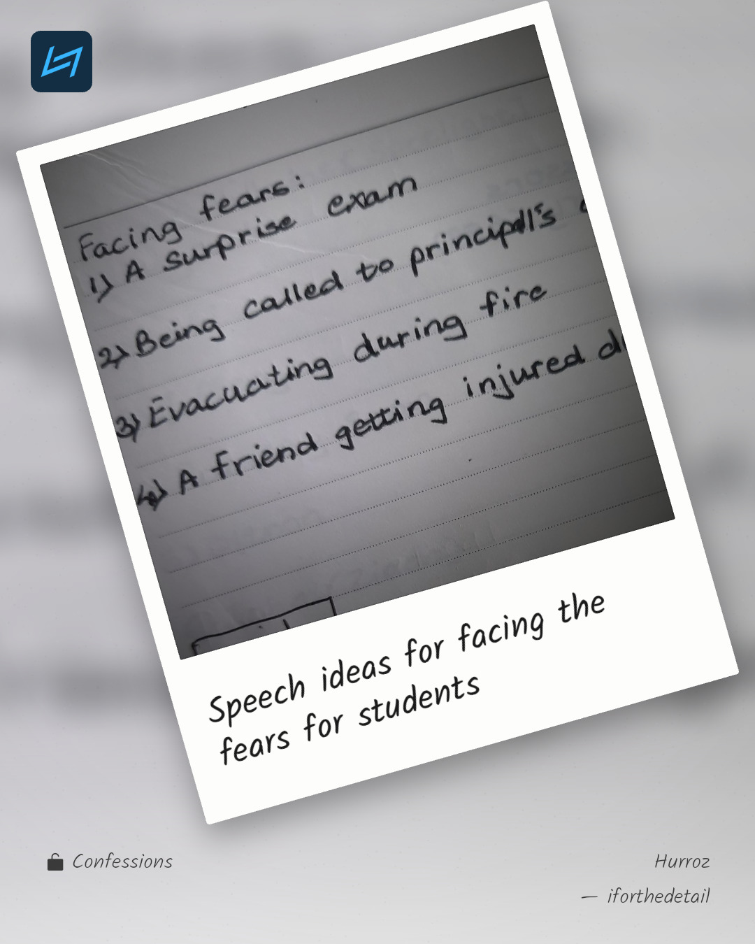 Speech ideas for facing the fears for students