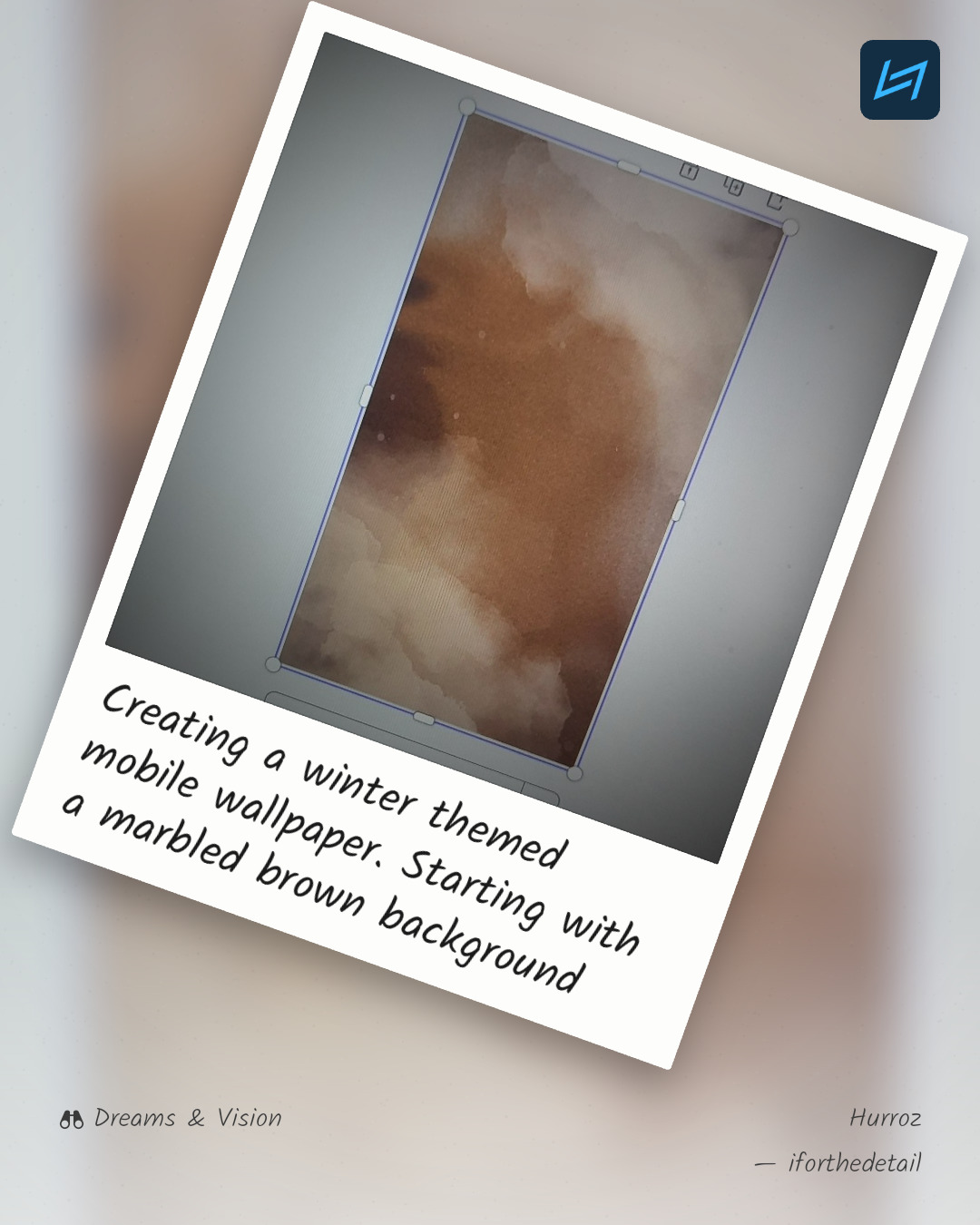 Creating a winter themed mobile wallpaper. Starting with a marbled brown background