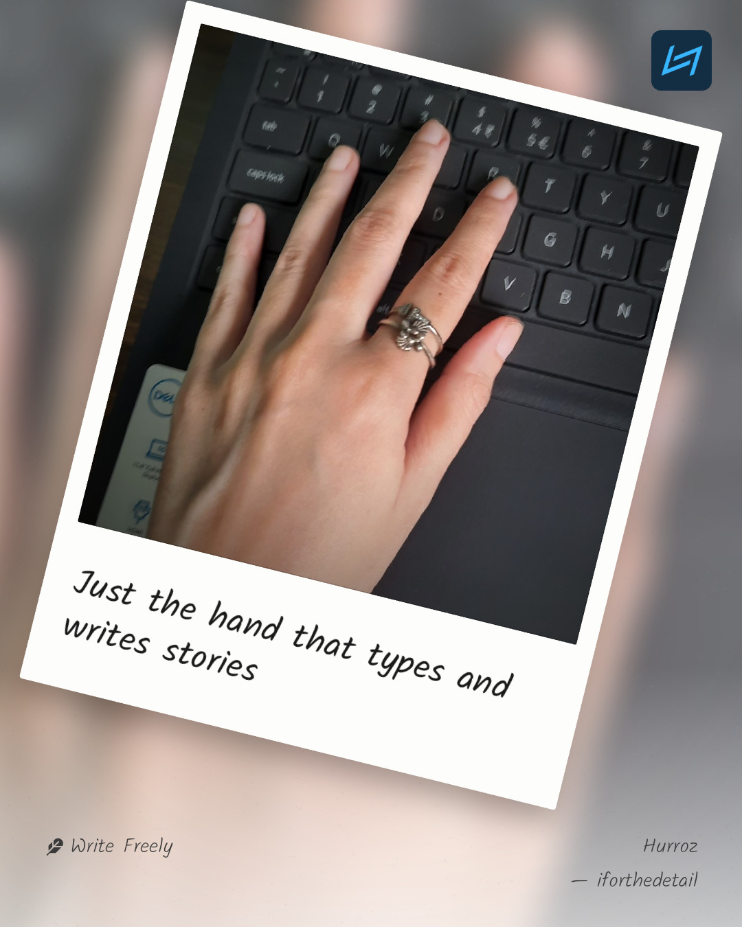 Just the hand that types and writes stories