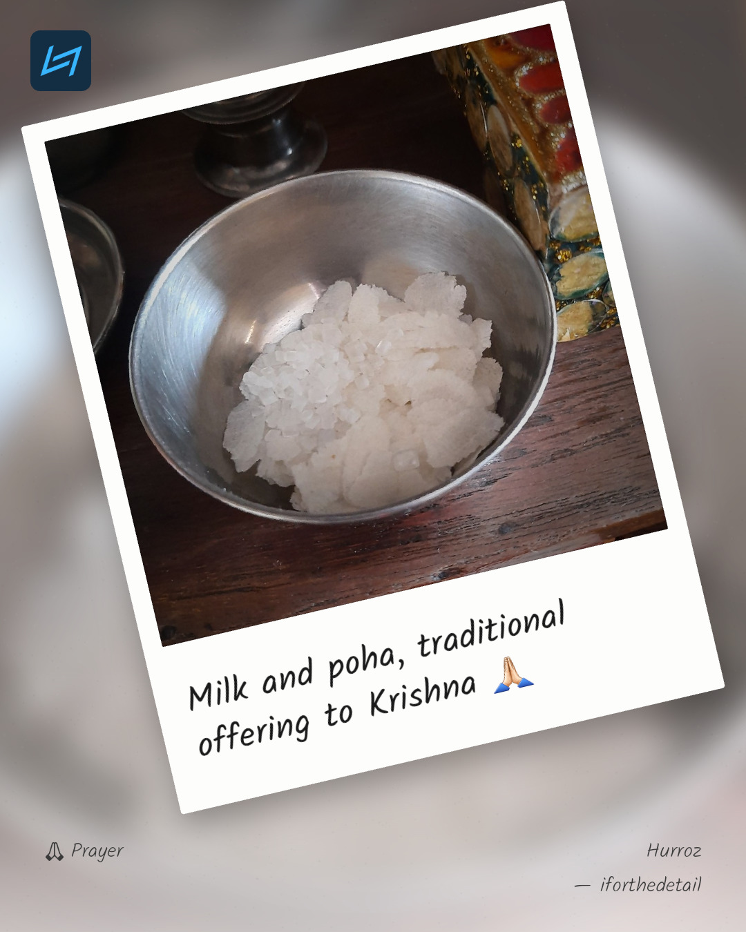 Milk and poha, traditional offering to Krishna 🙏🏻