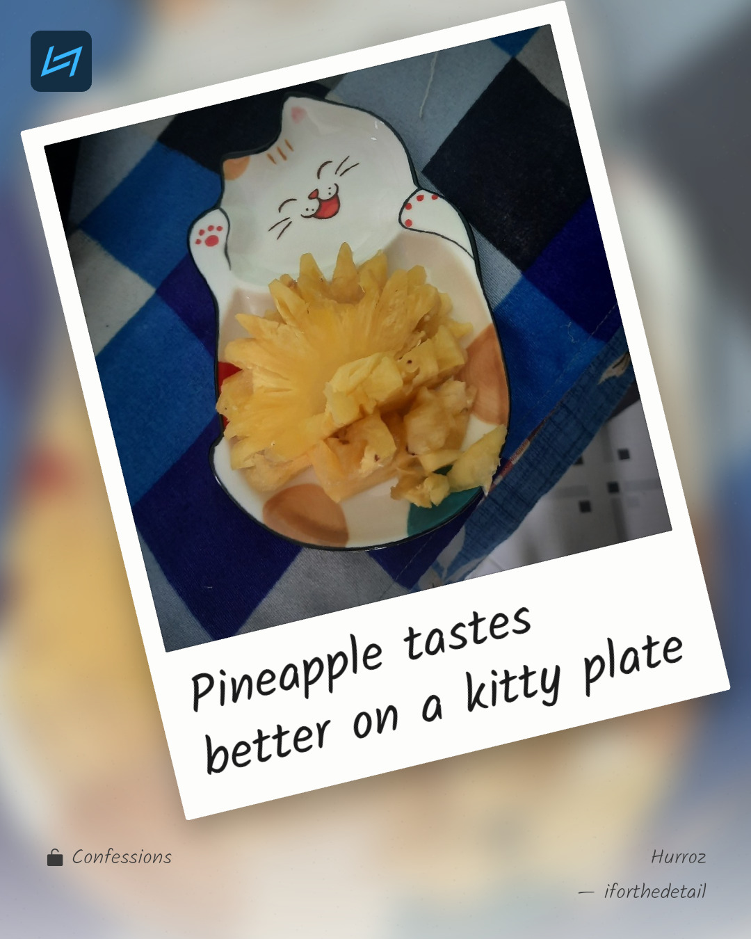 Pineapple tastes better on a kitty plate