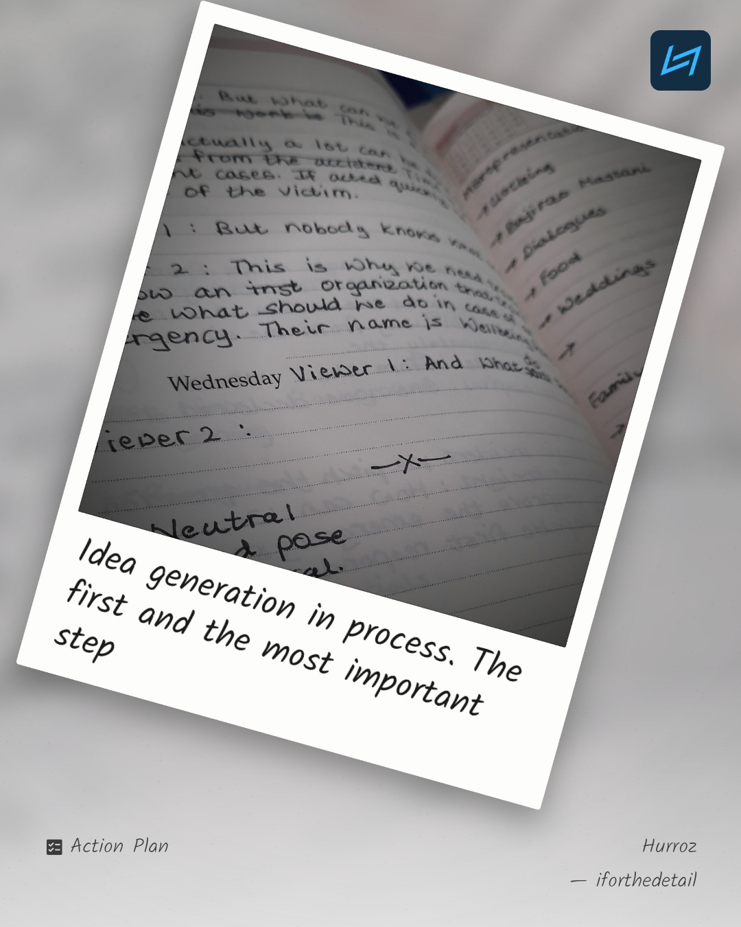 Idea generation in process. The first and the most important step
