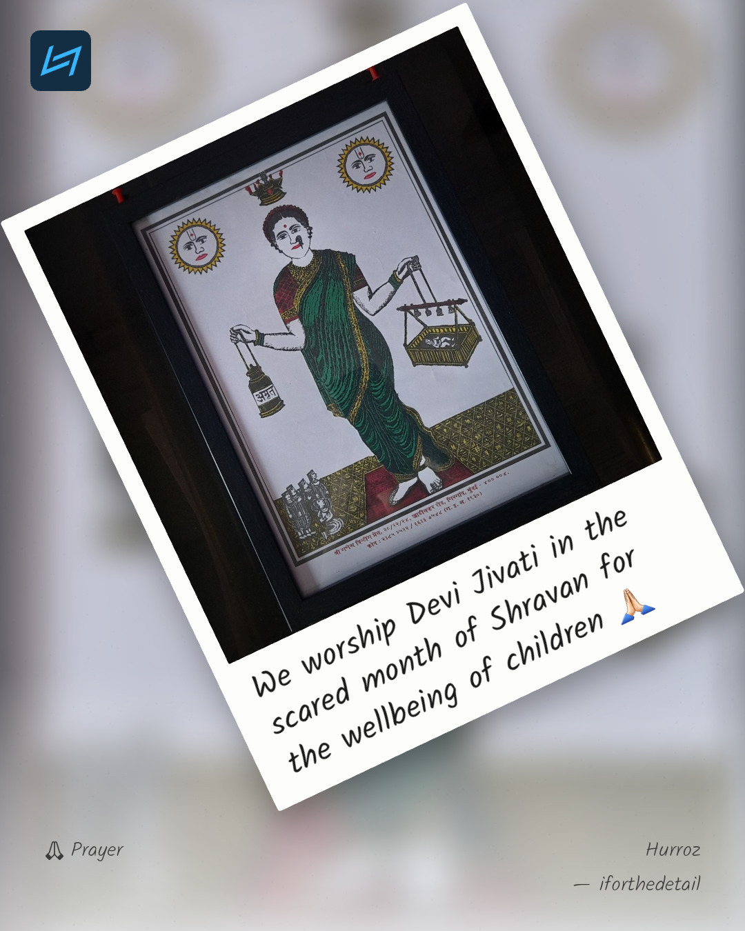 We worship Devi Jivati in the scared month of Shravan for the wellbeing of children 🙏🏻