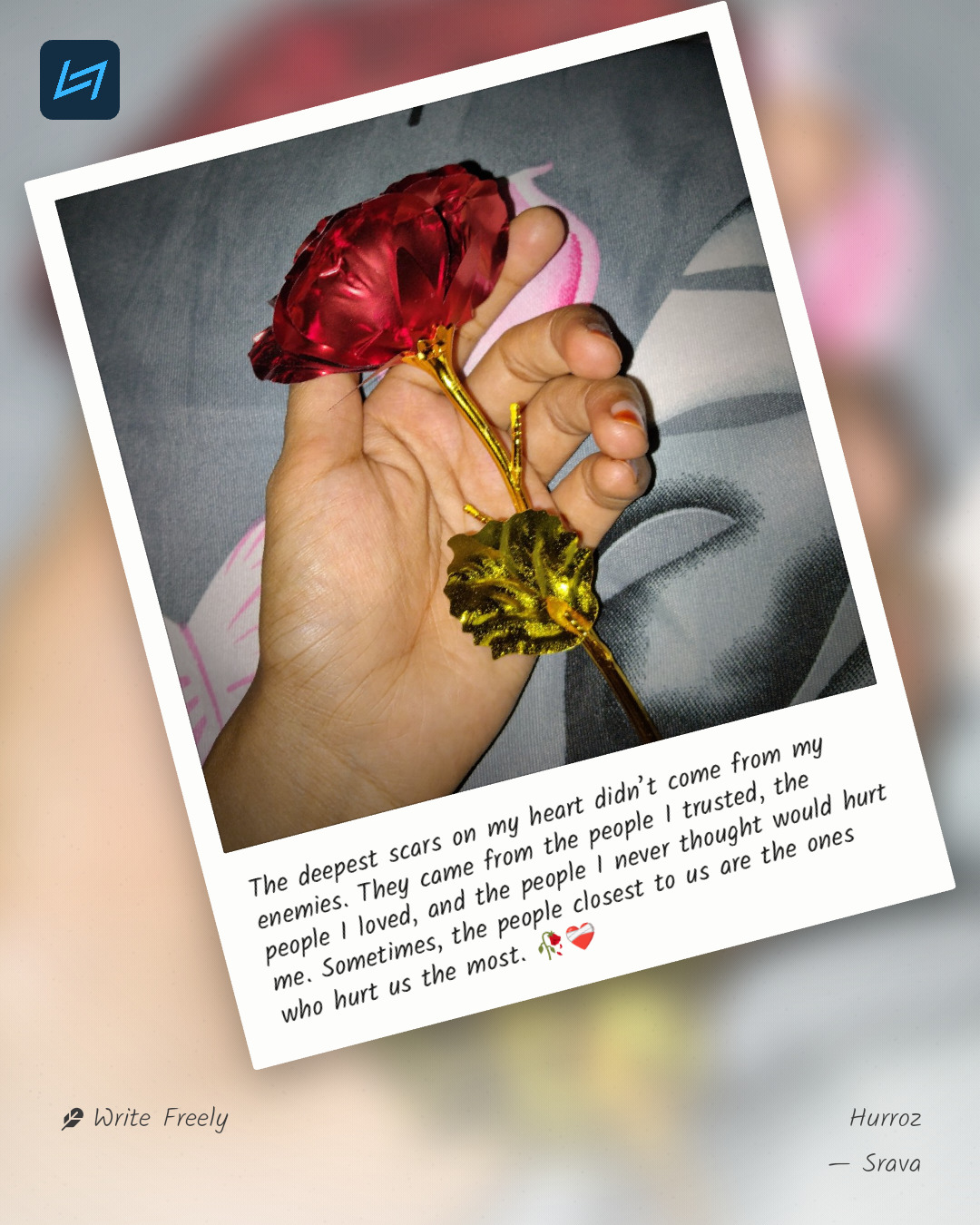 The deepest scars on my heart didn’t come from my enemies. They came from the people I trusted, the people I loved, and the people I never thought would hurt me. Sometimes, the people closest to us are the ones who hurt us the most. 🥀❤️🩹