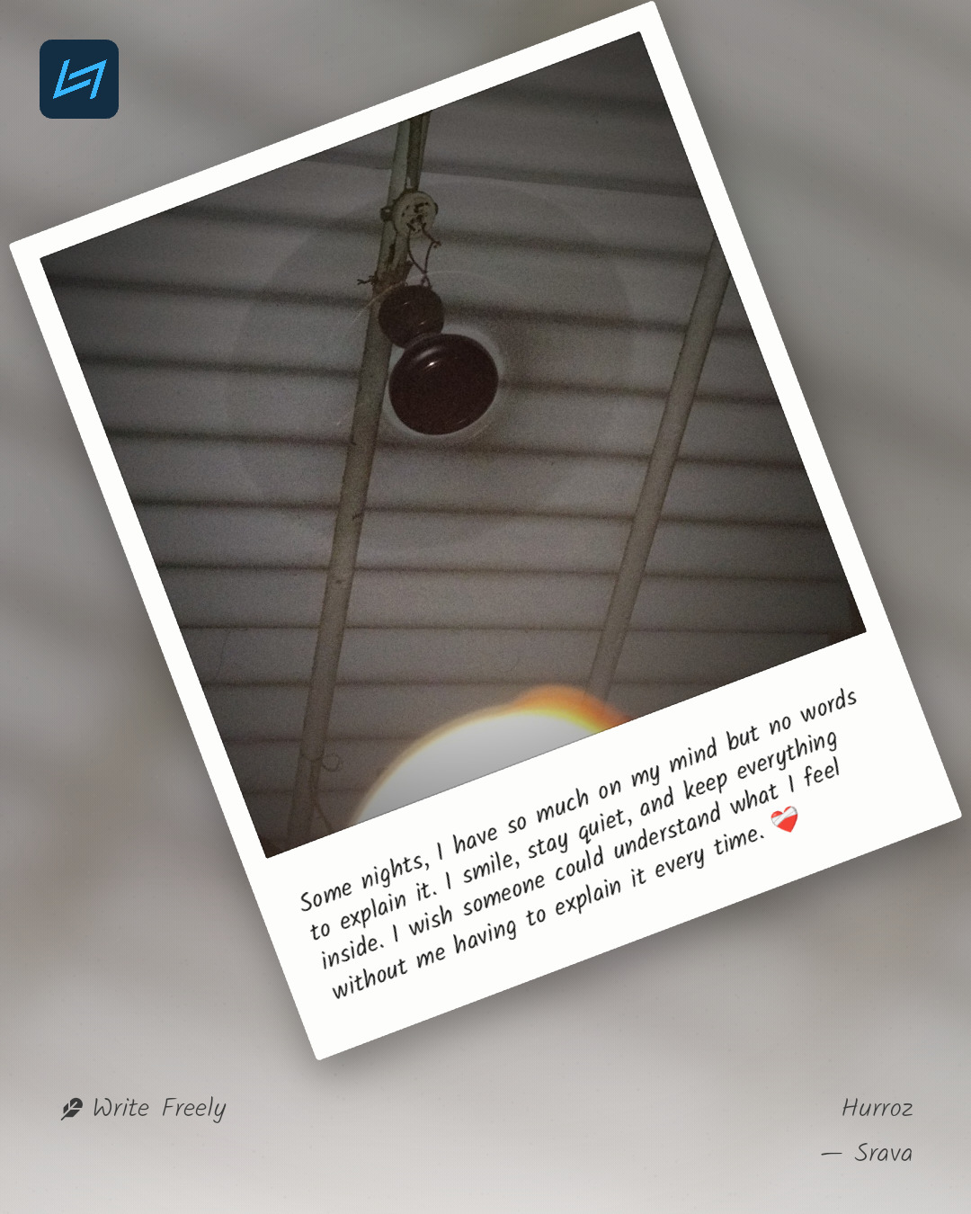 Some nights, I have so much on my mind but no words to explain it. I smile, stay quiet, and keep everything inside. I wish someone could understand what I feel without me having to explain it every time. ❤️‍🩹