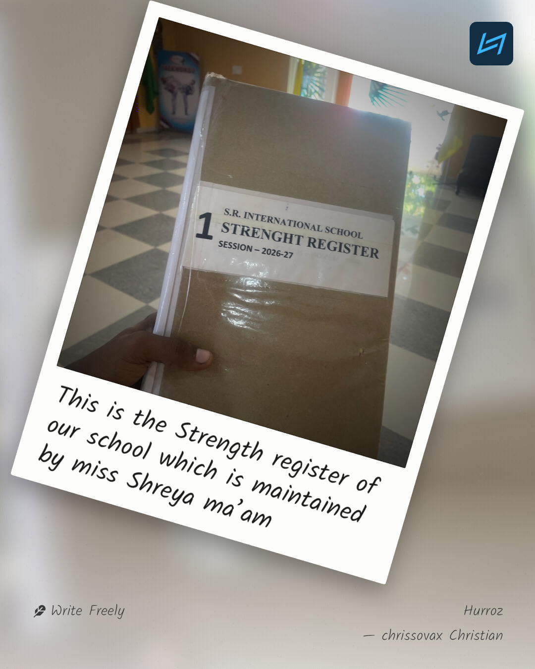 This is the Strength register of our school which is maintained by miss Shreya ma’am