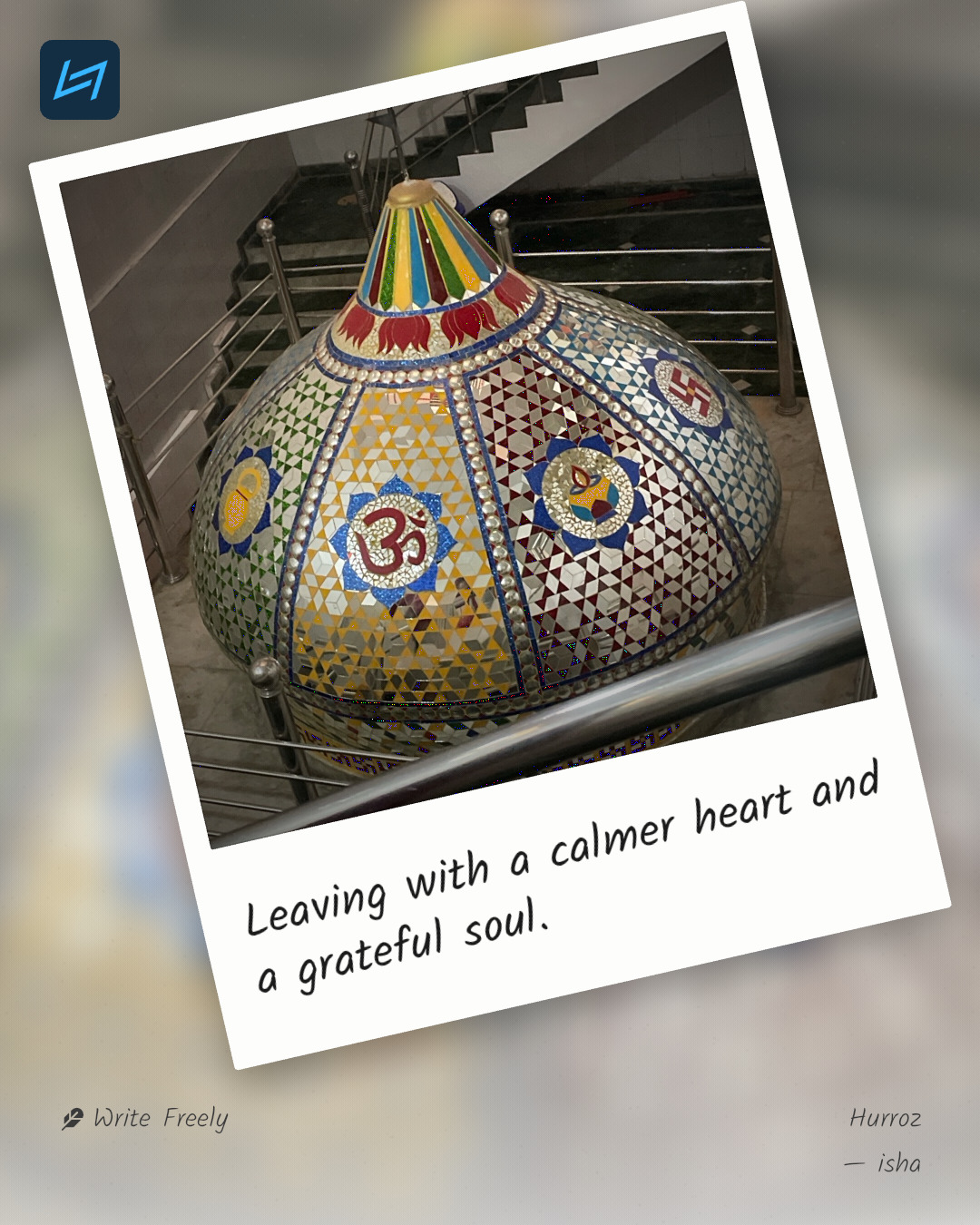 Leaving with a calmer heart and a grateful soul.
