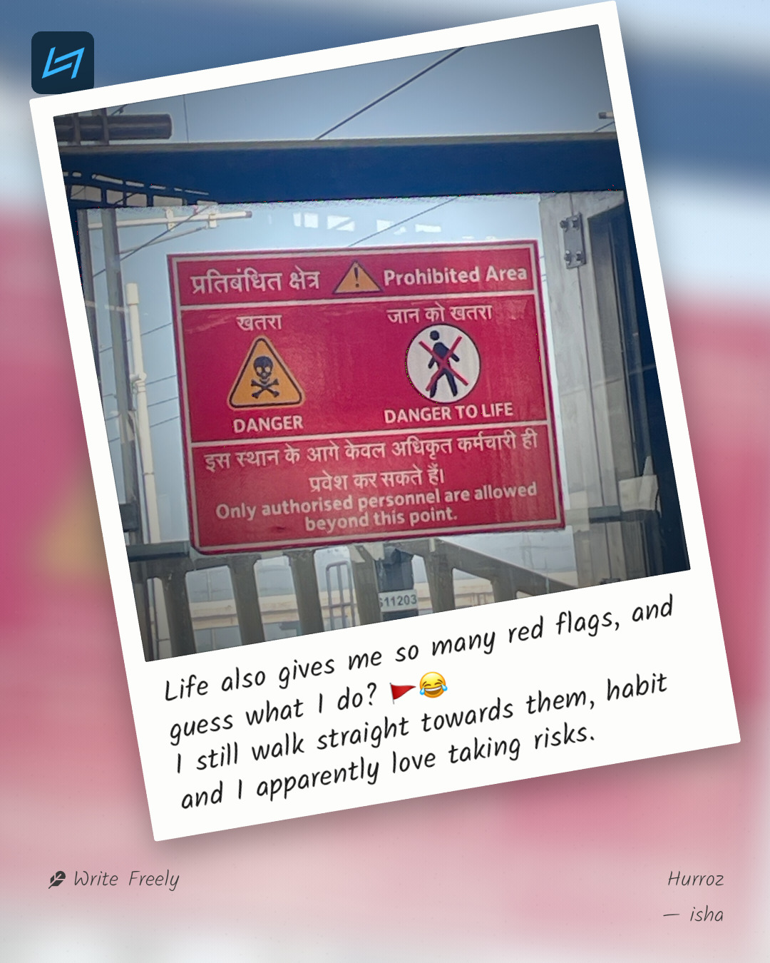 Life also gives me so many red flags, and guess what I do? 🚩😂 I still walk straight towards them, habit and I apparently love taking risks.