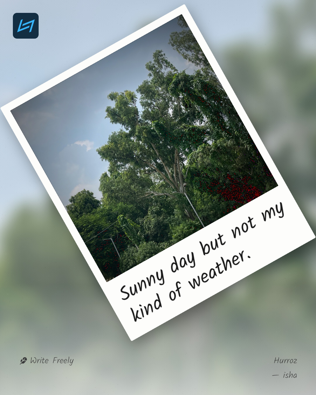 Sunny day but not my kind of weather.