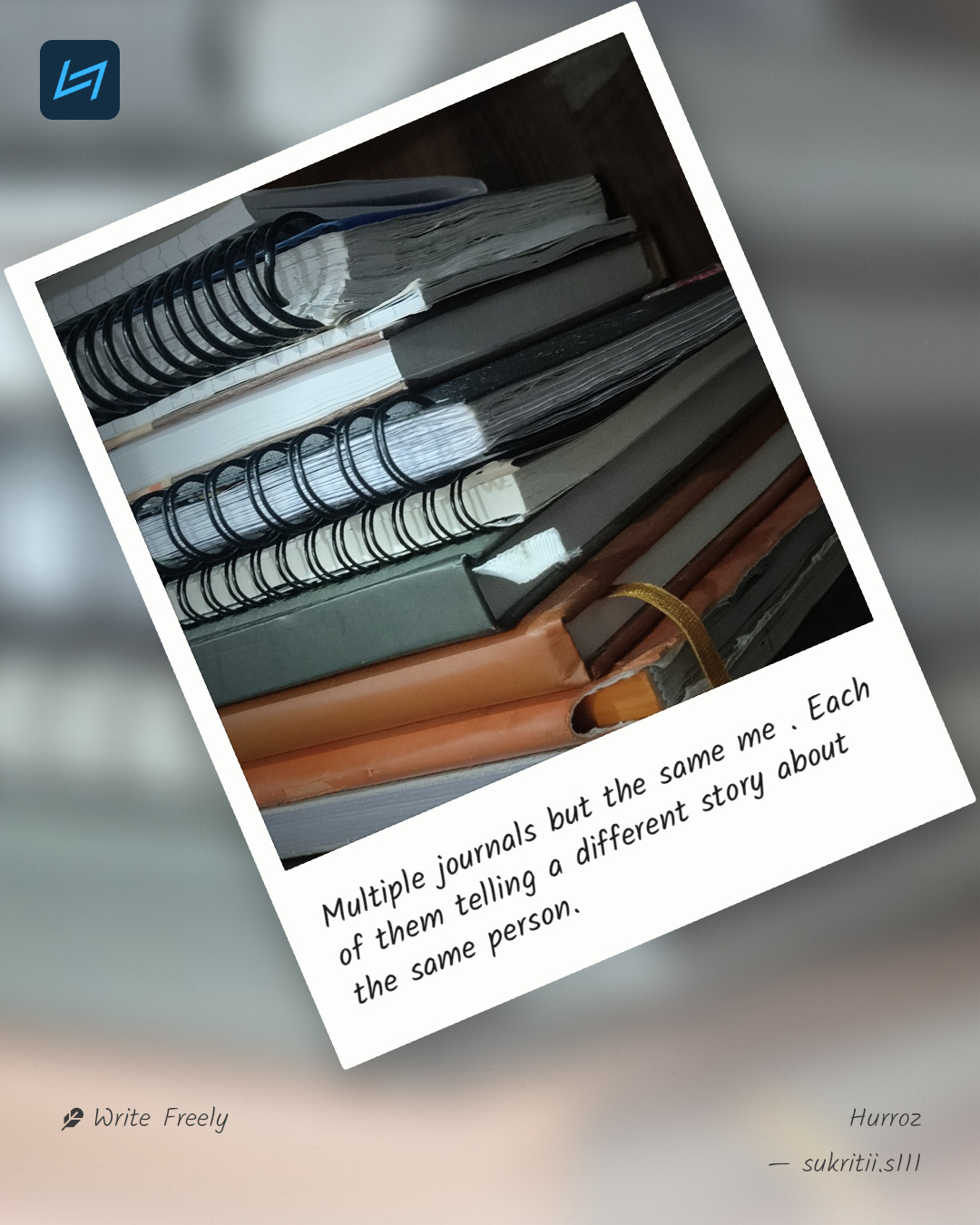 Multiple journals but the same me . Each of them telling a different story about the same person.
