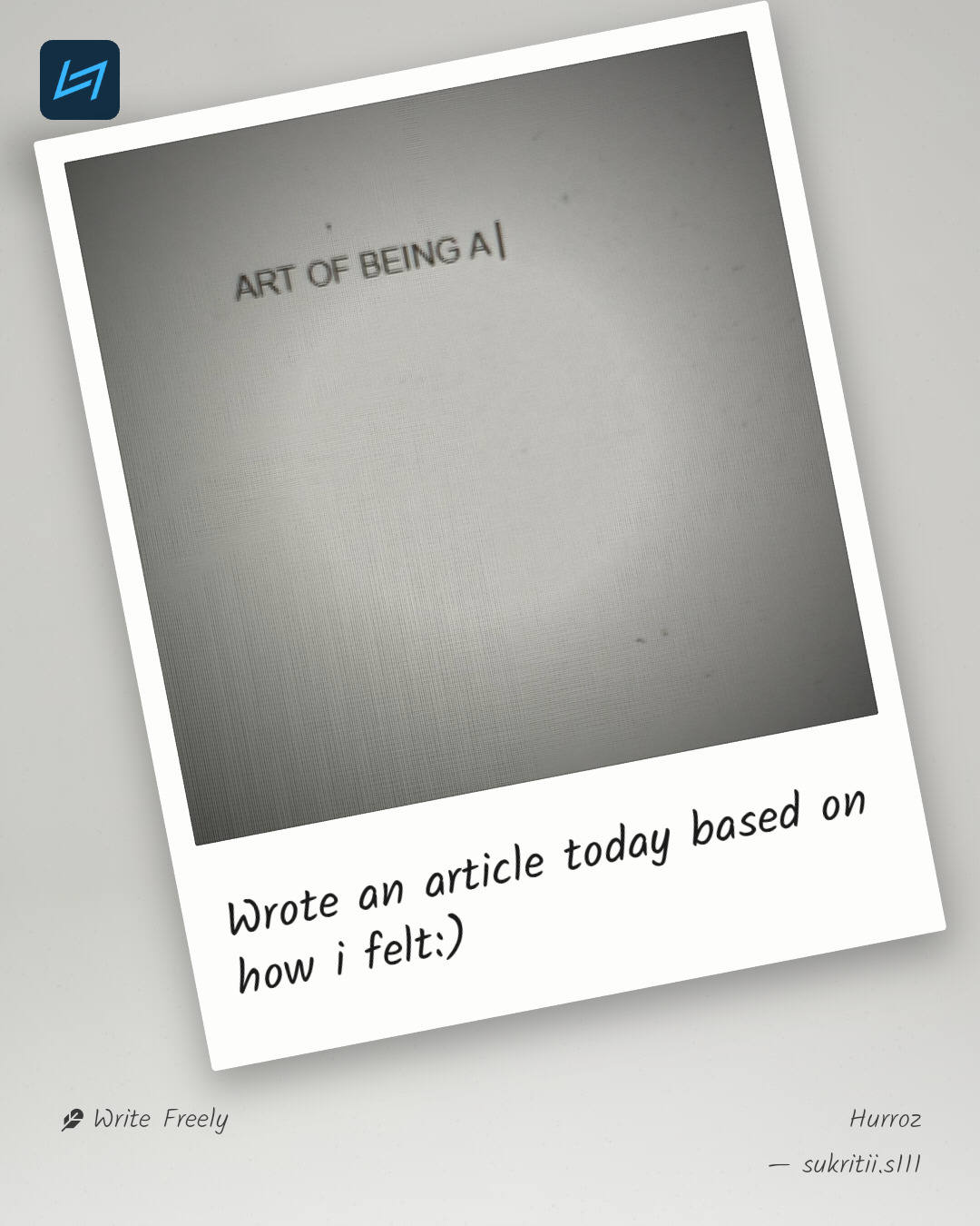 Wrote an article today based on how i felt:)