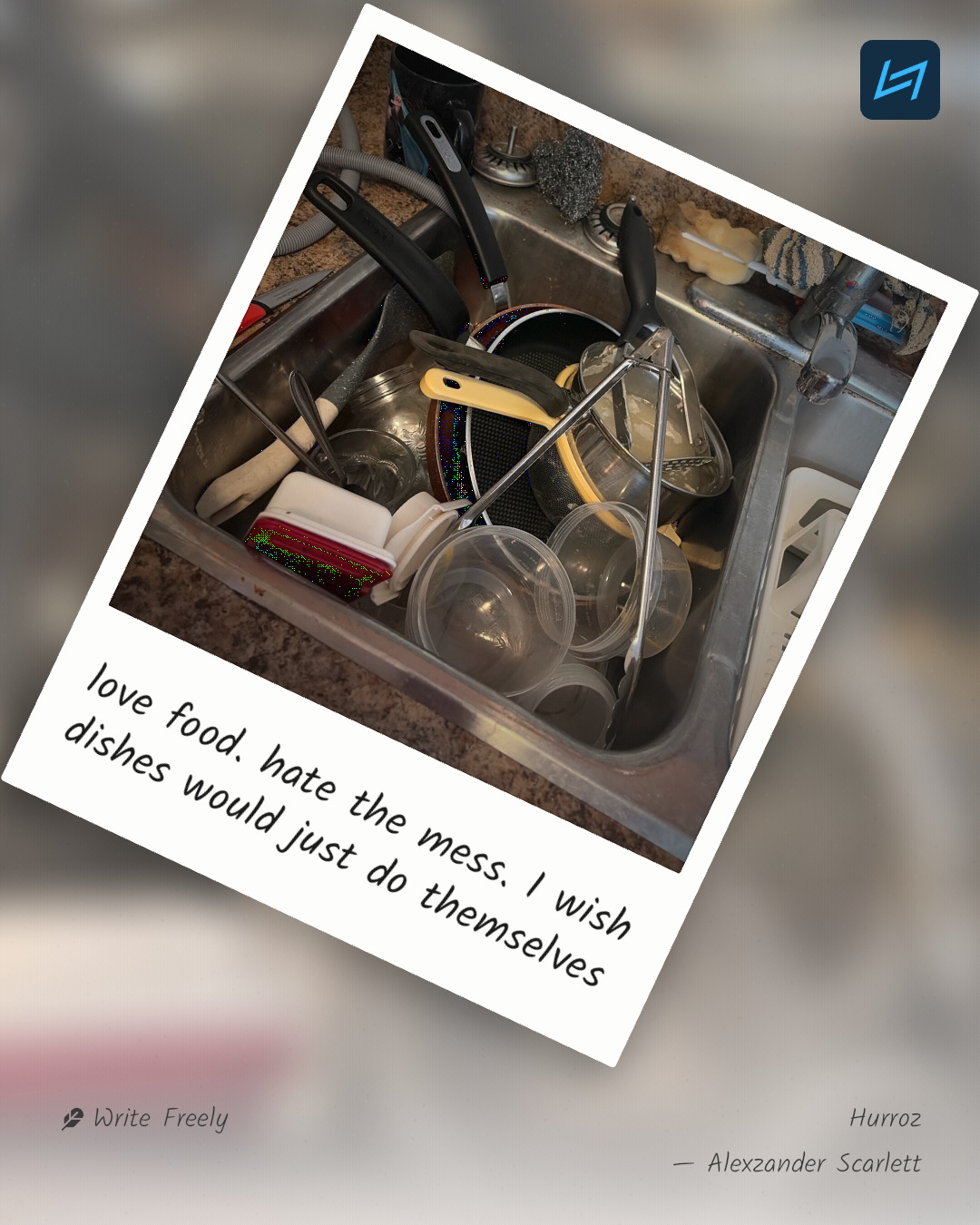 love food. hate the mess. I wish dishes would just do themselves