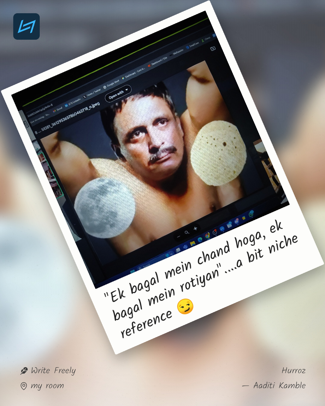 "Ek bagal mein chand hoga, ek bagal mein rotiyan"....a bit niche reference 😏