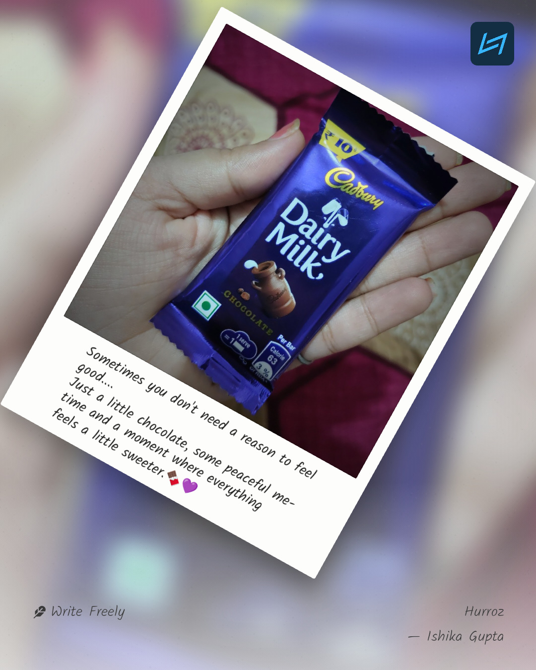 Sometimes you don't need a reason to feel good.... Just a little chocolate, some peaceful me-time and a moment where everything feels a little sweeter.🍫💜