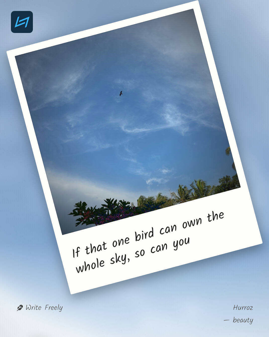 If that one bird can own the whole sky, so can you
