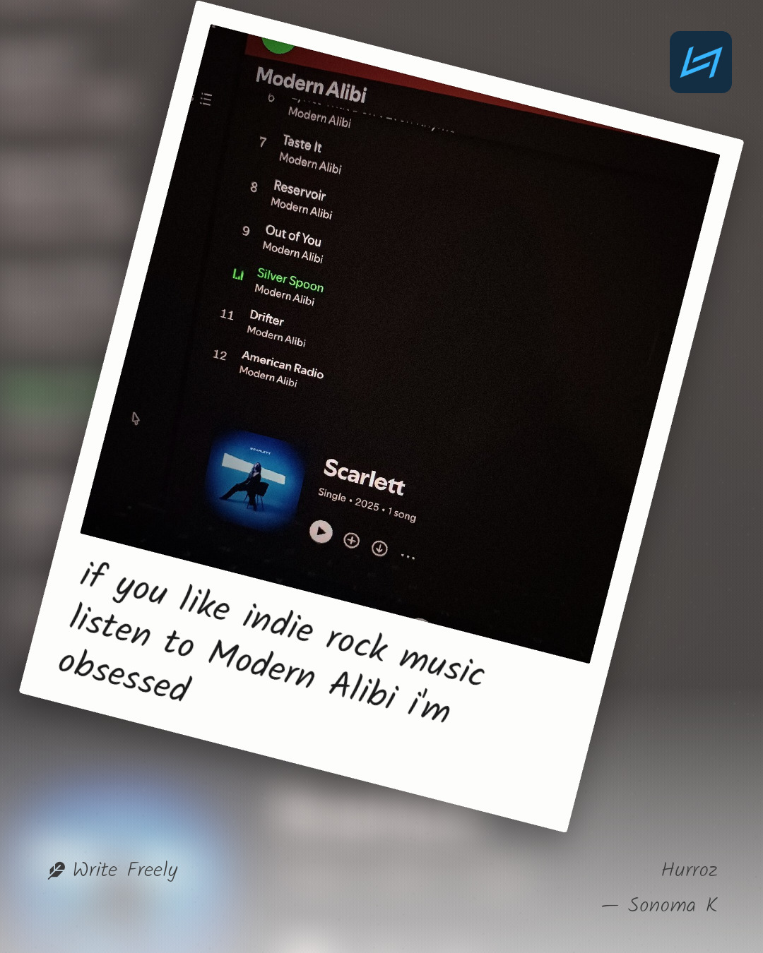 if you like indie rock music listen to Modern Alibi i'm obsessed