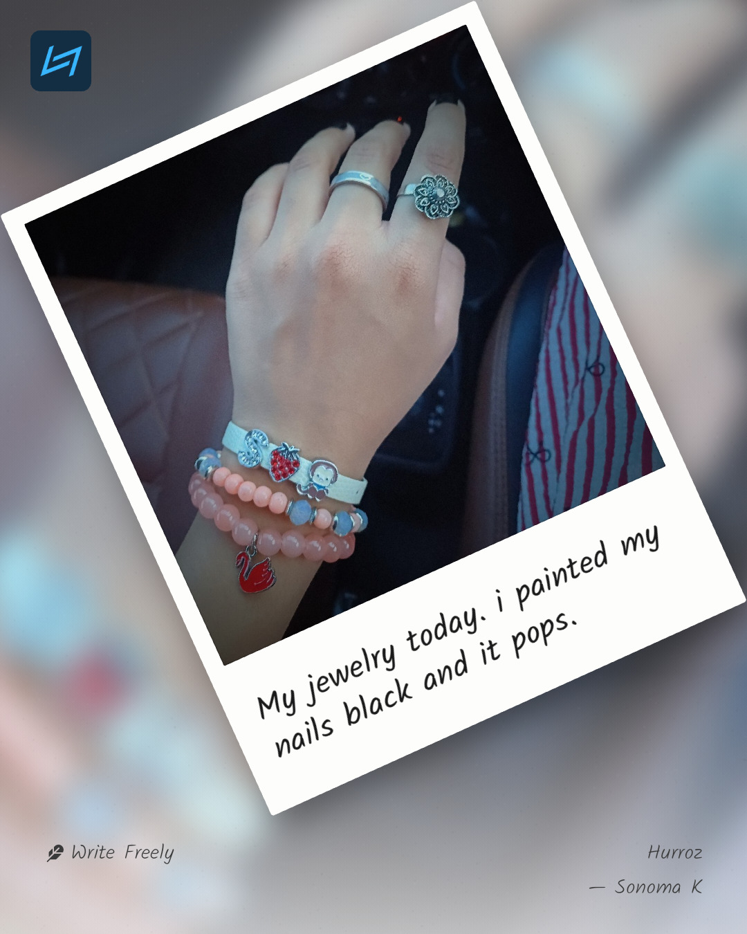 My jewelry today. i painted my nails black and it pops.