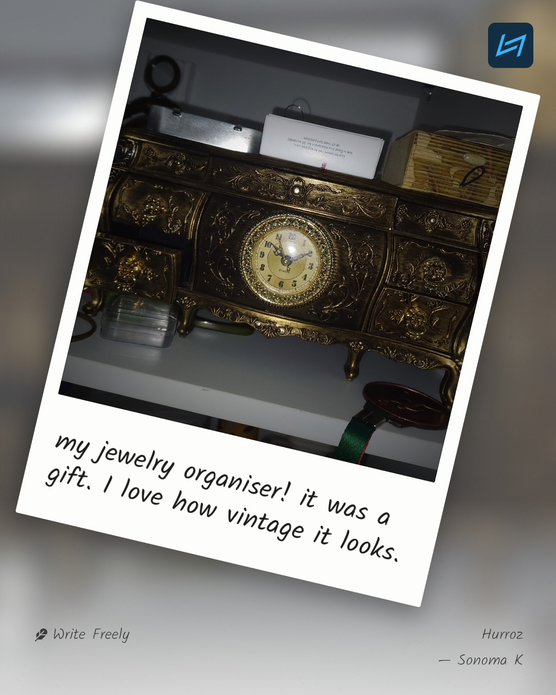 my jewelry organiser! it was a gift. I love how vintage it looks.