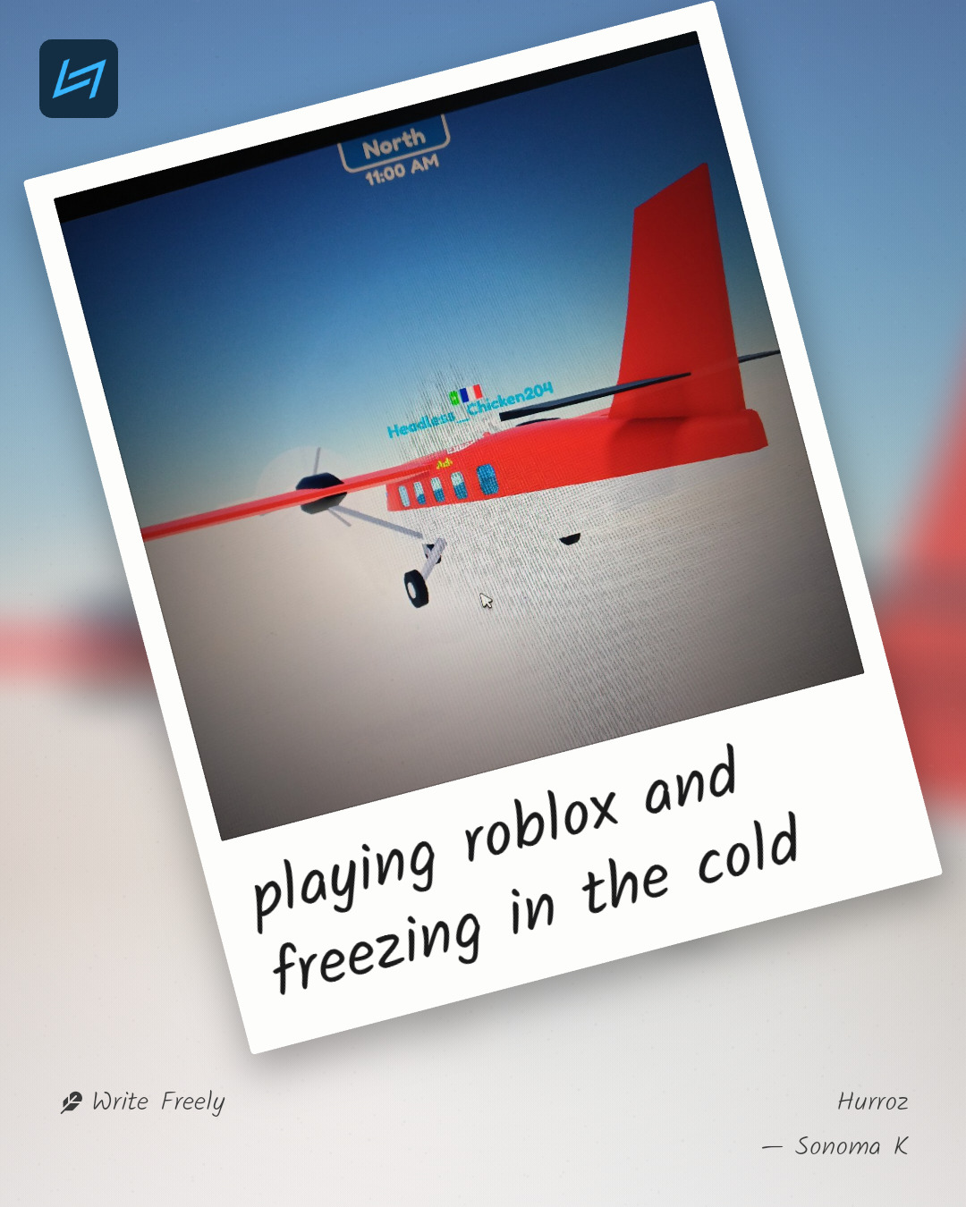 playing roblox and freezing in the cold